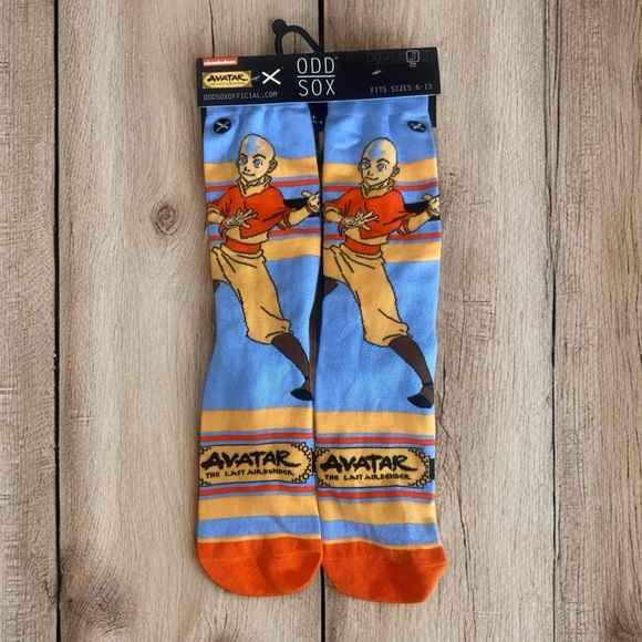 odd sox Other - Odd Sox 2024 Avatar Novelty Crew Socks Fits Sizes 6-13 Blue w/Orange  NWT